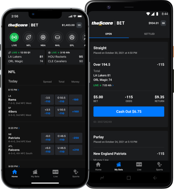 theScore Bet on mobile devices